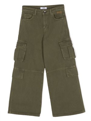 MSGM Kids logo-patch cargo-pocket trousers - Green