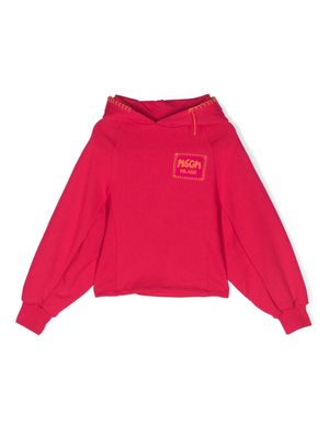 MSGM Kids logo-patch cropped hoodie - Pink