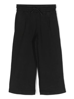 MSGM Kids logo-patch wide-leg cotton trousers - Black