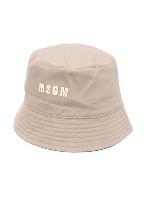 MSGM Kids logo-print bucket hat - Neutrals