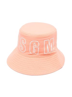 MSGM Kids logo-print bucket hat - Orange