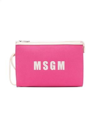 MSGM Kids logo-print canvas clutch - Pink