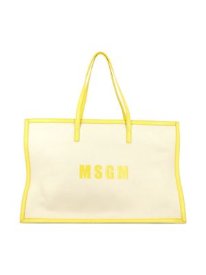 MSGM Kids logo-print canvas tote bag - Yellow