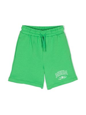 MSGM Kids logo-print cotton bermuda shorts - Green