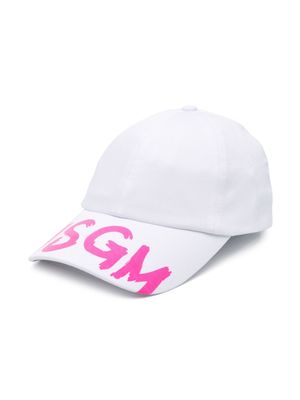 MSGM Kids logo-print cotton cap - White