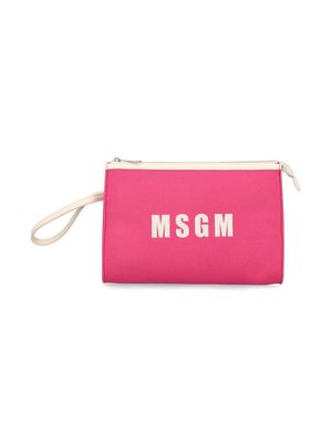 MSGM Kids logo-print cotton clutch bag - Pink