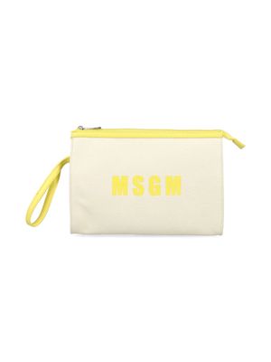 MSGM Kids logo-print cotton clutch bag - Yellow