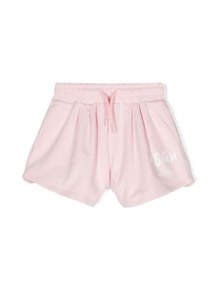 MSGM Kids logo-print cotton shorts - Pink