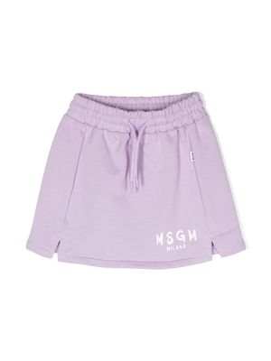 MSGM Kids logo-print cotton skirt - Purple