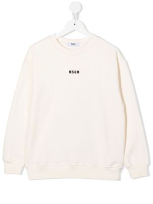 MSGM Kids logo-print cotton sweatshirt - Neutrals