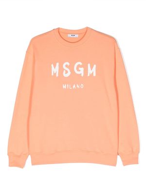 MSGM Kids logo-print cotton sweatshirt - Orange