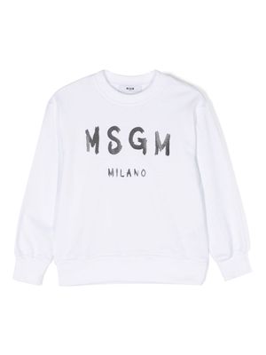 MSGM Kids logo print cotton sweatshirt - White