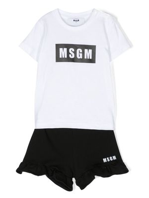 MSGM Kids logo-print cotton T-shirt and shorts set - White