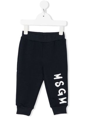 MSGM Kids logo-print cotton track pants - Blue