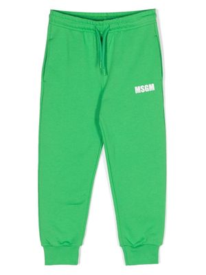 MSGM Kids logo-print cotton track pants - Green