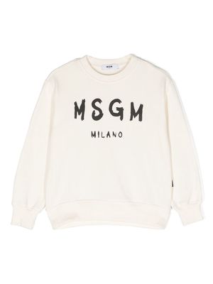 MSGM Kids logo-print crew-neck sweatshirt - Neutrals