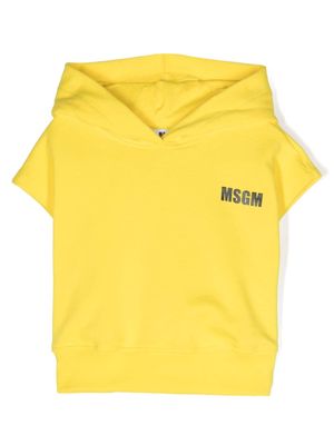 MSGM Kids logo-print cropped hoodie - Yellow