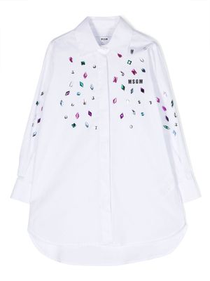 MSGM Kids logo-print crystal-embellished shirt - White