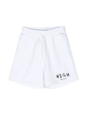 MSGM Kids logo-print drawstring shorts - White