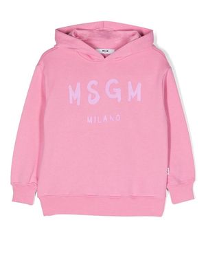 MSGM Kids logo-print drop-shoulder hoodie - Pink