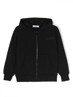 MSGM Kids logo-print hooded zip-up hoodie - Black