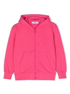 MSGM Kids logo-print hooded zip-up hoodie - Pink