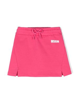 MSGM Kids logo-print jersey skirt - Pink