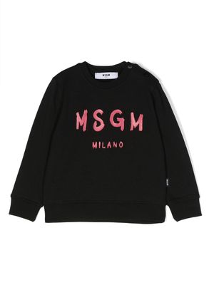 MSGM Kids logo-print jersey sweatshirt - Black