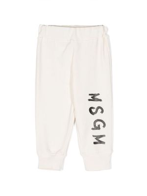 MSGM Kids logo-print jersey track pants - White
