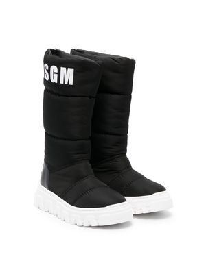 MSGM Kids logo-print knee-length boots - Black