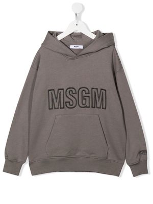 MSGM Kids logo-print long-sleeve hoodie - Grey