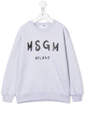 MSGM Kids logo-print long-sleeve sweatshirt - Grey