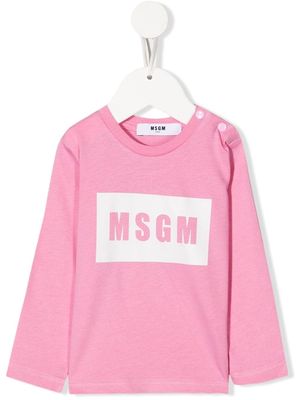 MSGM Kids logo-print long-sleeve T-shirt - Pink