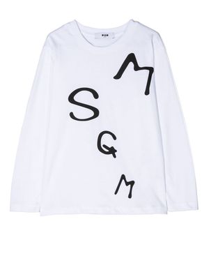 MSGM Kids logo-print long-sleeve T-shirt - White
