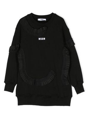 MSGM Kids logo-print pleat-detailing sweatshirt - Black
