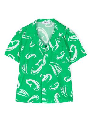 MSGM Kids logo-print poplin shirt - Green