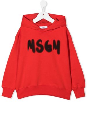 MSGM Kids logo-print pullover hoodie - Red