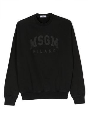 MSGM Kids logo-print rhinestone-embellished sweatshirt - Black