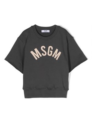 MSGM Kids logo-print short-sleeve sweatshirt - Grey