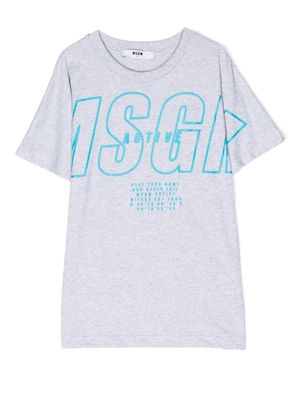 MSGM Kids logo-print short-sleeve T-shirt - Grey