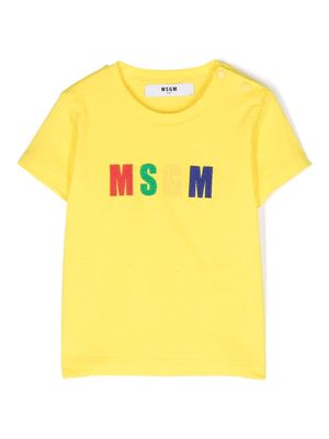 MSGM Kids logo-print short-sleeved T-shirt - Yellow