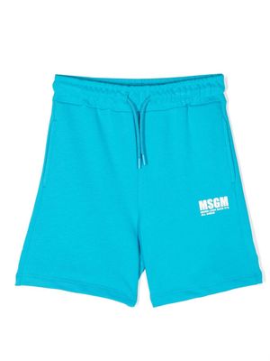 MSGM Kids logo-print shorts - Blue