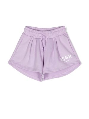 MSGM Kids logo-print shorts - Purple