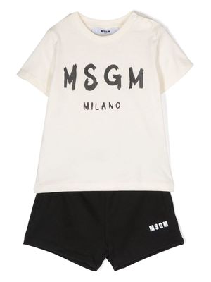 MSGM Kids logo-print shorts set - Neutrals