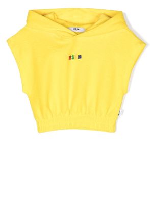 MSGM Kids logo-print sleeveless hoodie - Yellow