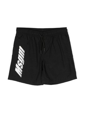 MSGM Kids logo-print swim shorts - Black