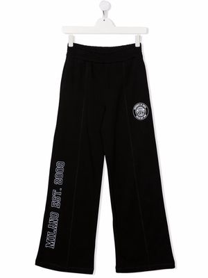 MSGM Kids logo-print wide-leg cotton track pants - Black