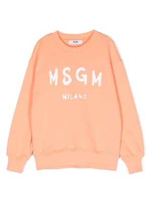 MSGM Kids logo-printed cotton sweatshirt - Orange
