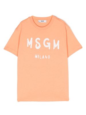 MSGM Kids logo-printed cotton T-shirt - Orange