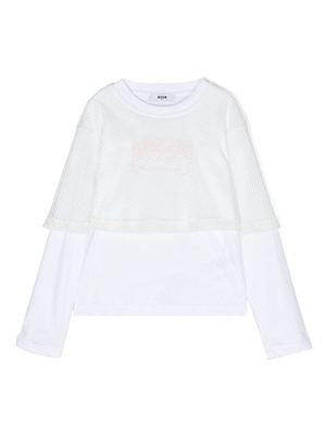 MSGM Kids logo-printed layered T-shirt - White